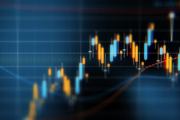 Financial data analysis graph showing search findings. Selective focus. Horizontal composition with copy space.